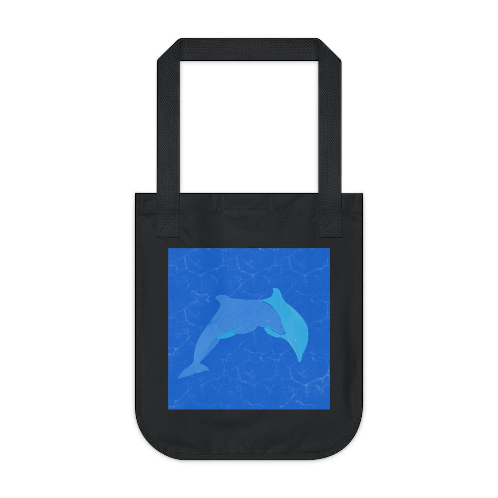 Organic Canvas Tote Bag - Dolphins Swimming