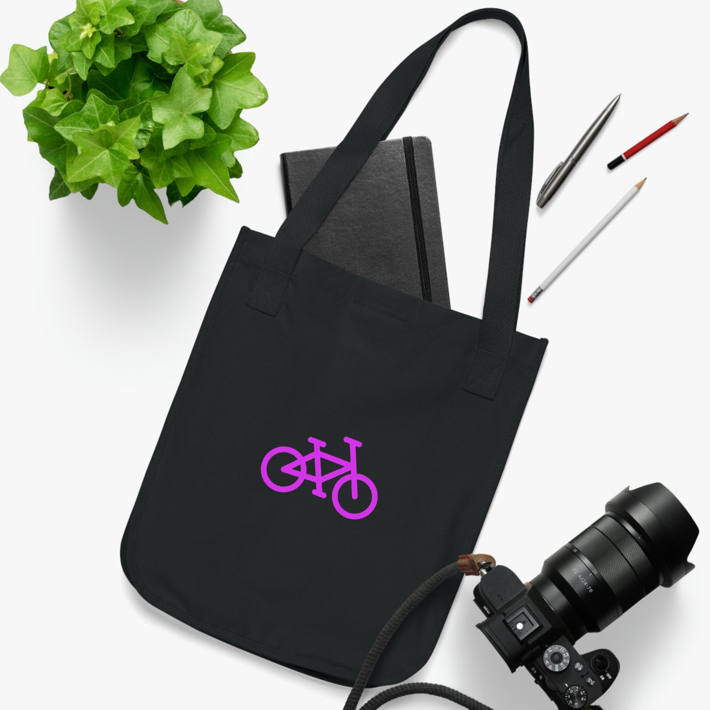 Organic Canvas Tote Bag - Pink Bike
