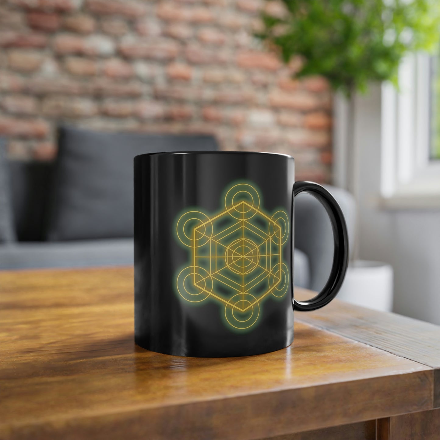 Sacred Geometry - Black Coffee Cup, 11oz