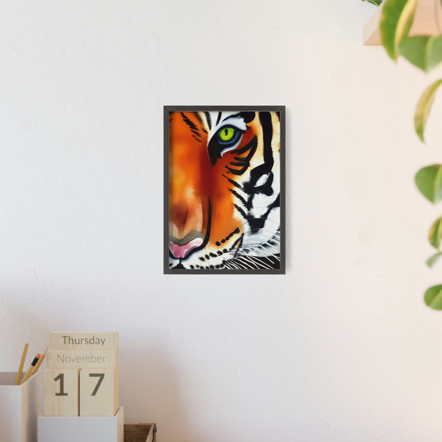 TIGER Poster with Wooden Frame