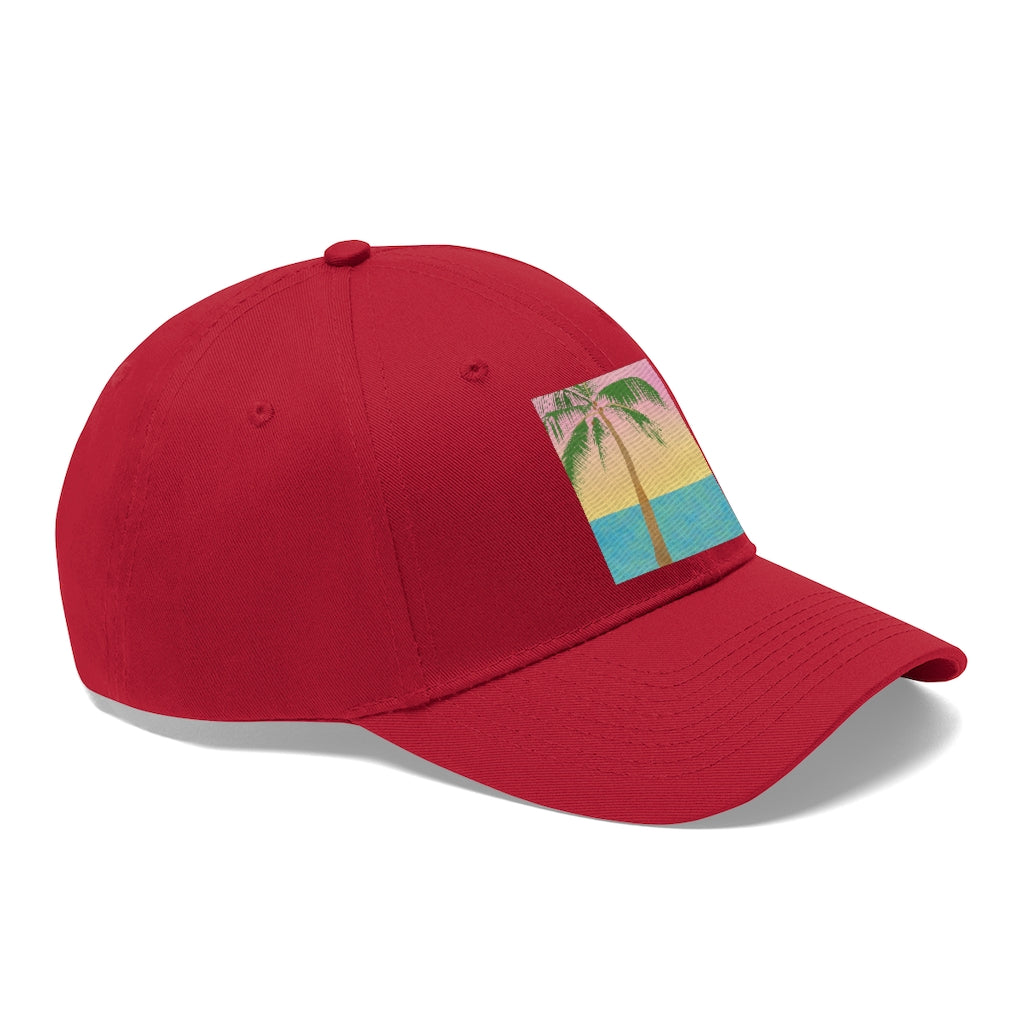 Tropical Palm Tree Scene - Unisex Twill Hat