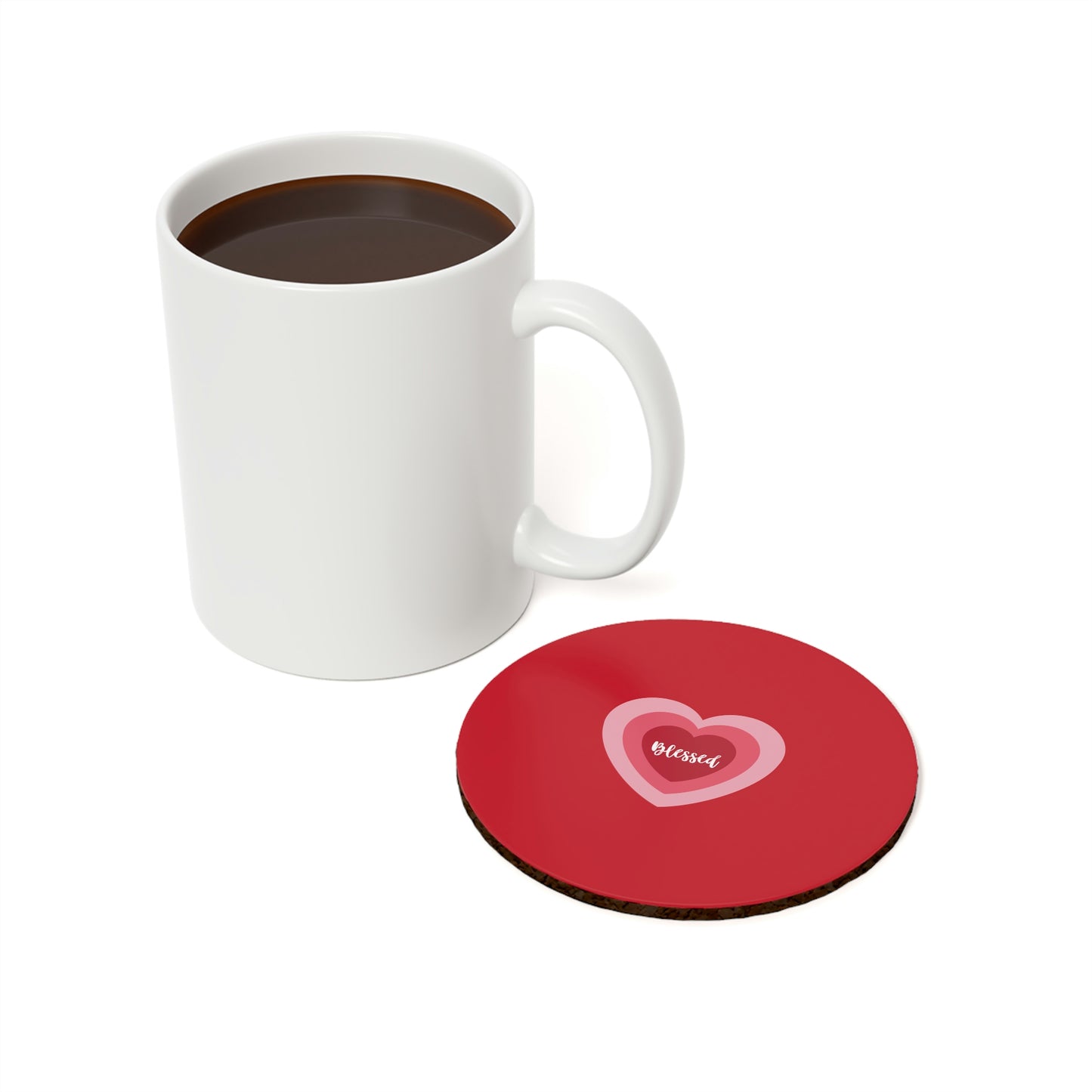 Blessed - Cork Back Coaster - Red
