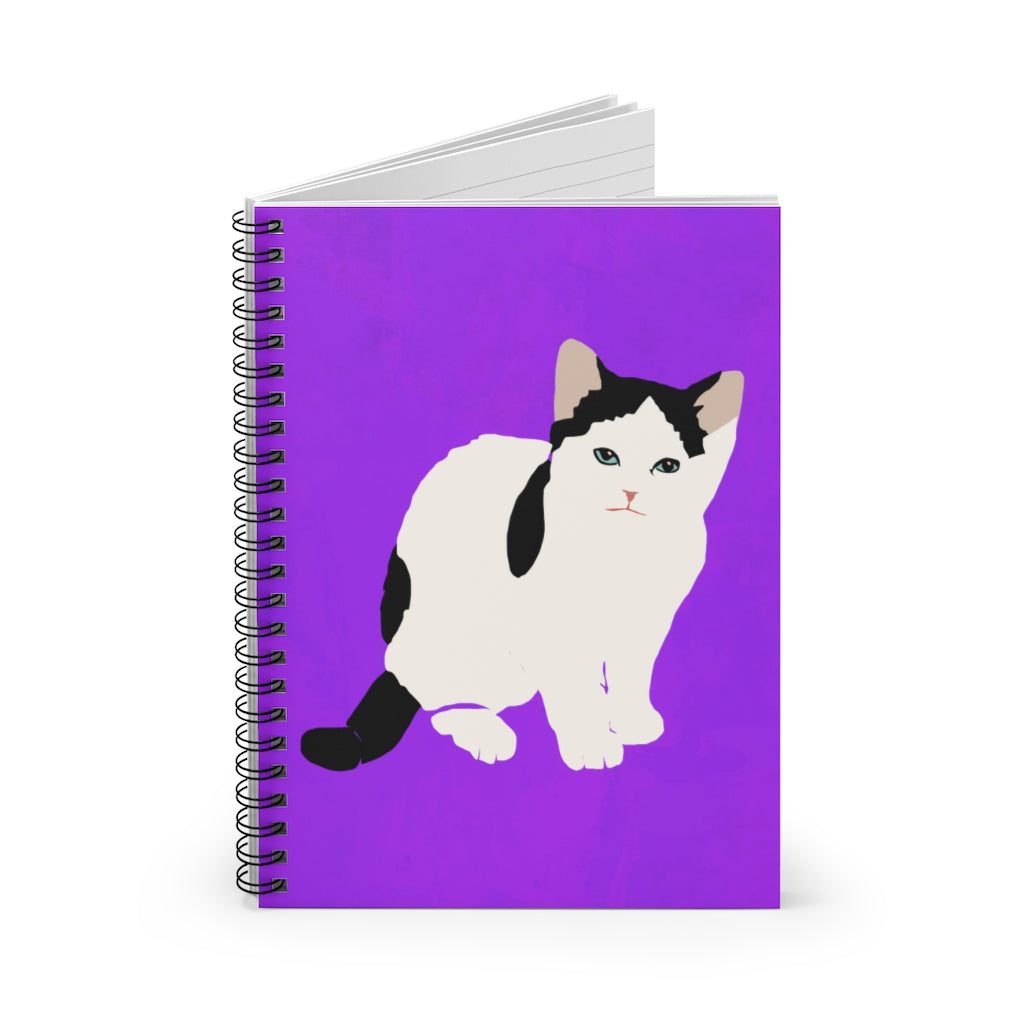 Kitty Cat Spiral Notebook - Ruled Line (Light Purple)
