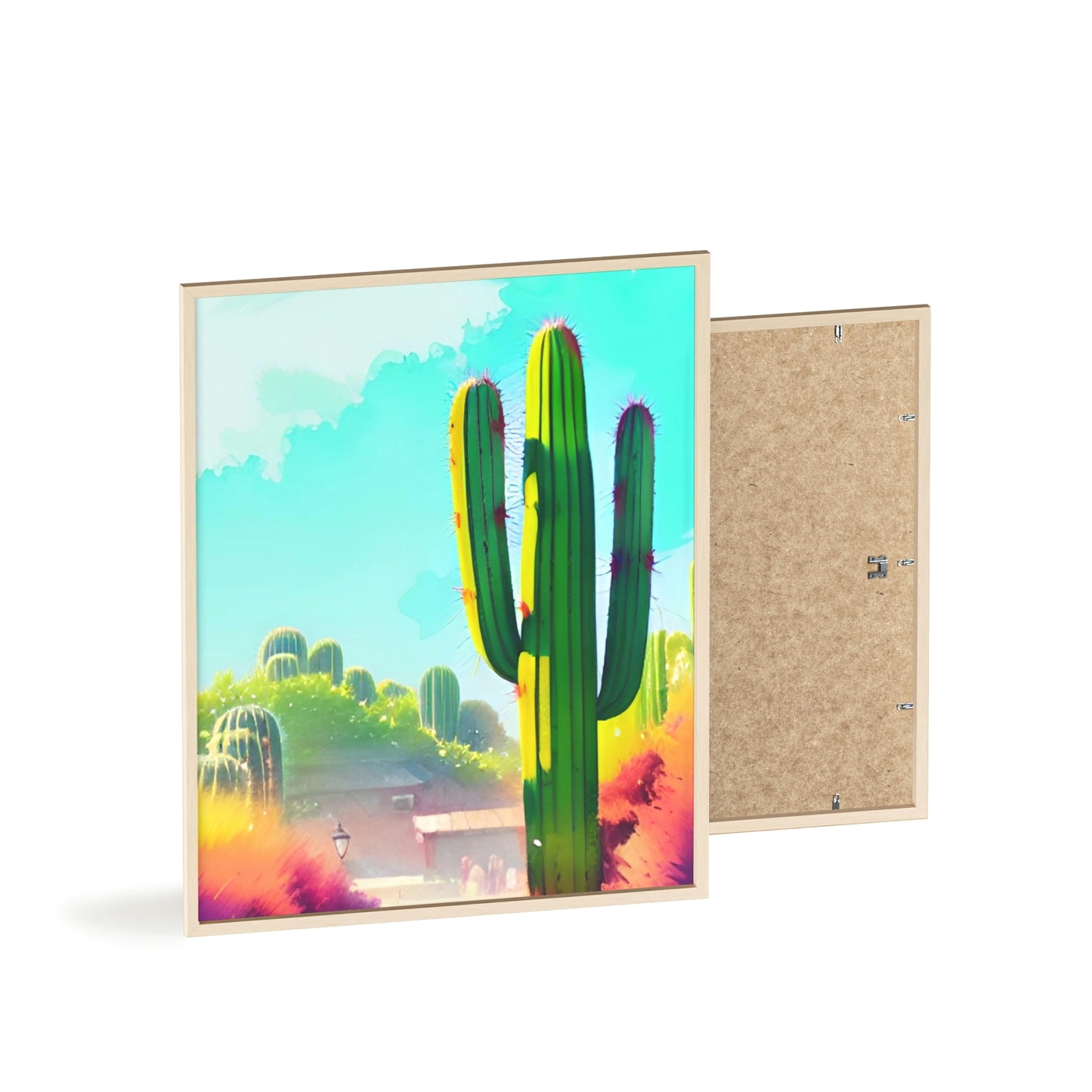 Desert Cactus Poster with Wooden Frame