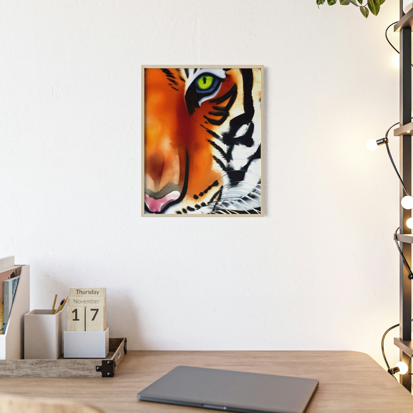 TIGER Poster with Wooden Frame