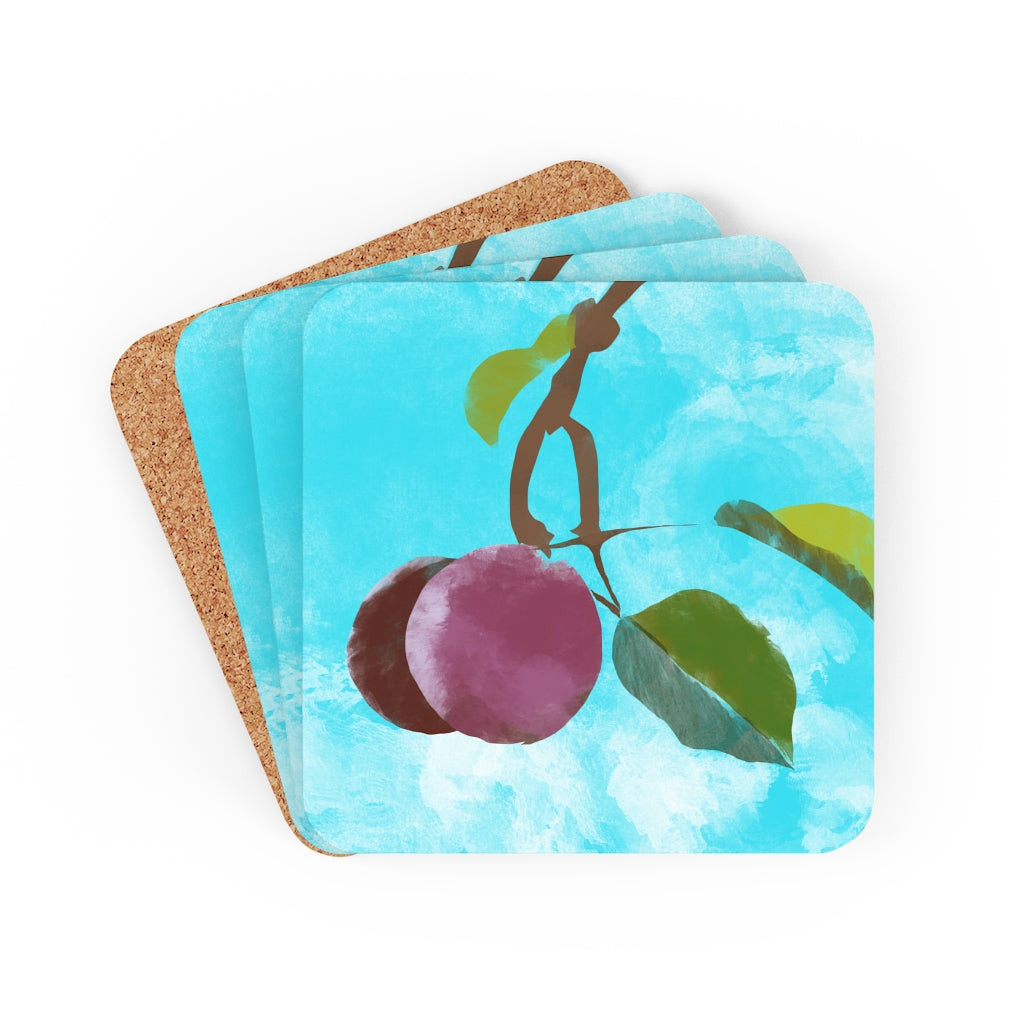 Plums - Cork Back Coaster