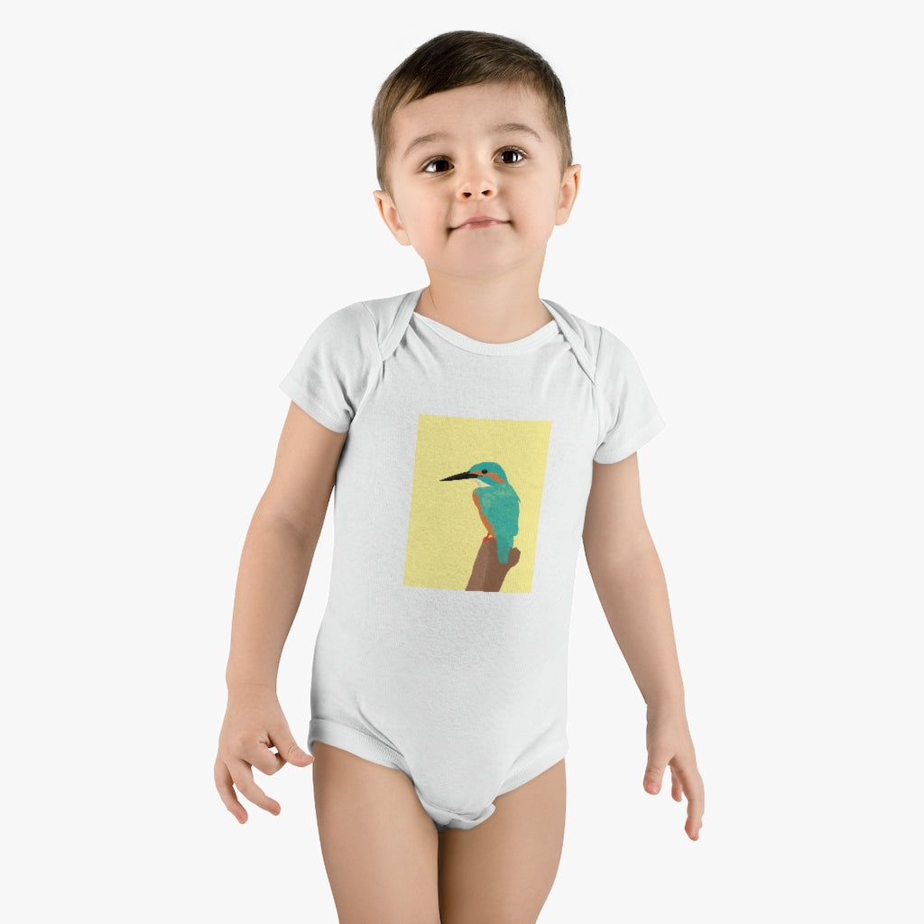 Kingfisher Bird Design - Baby Short Sleeve Onesie®