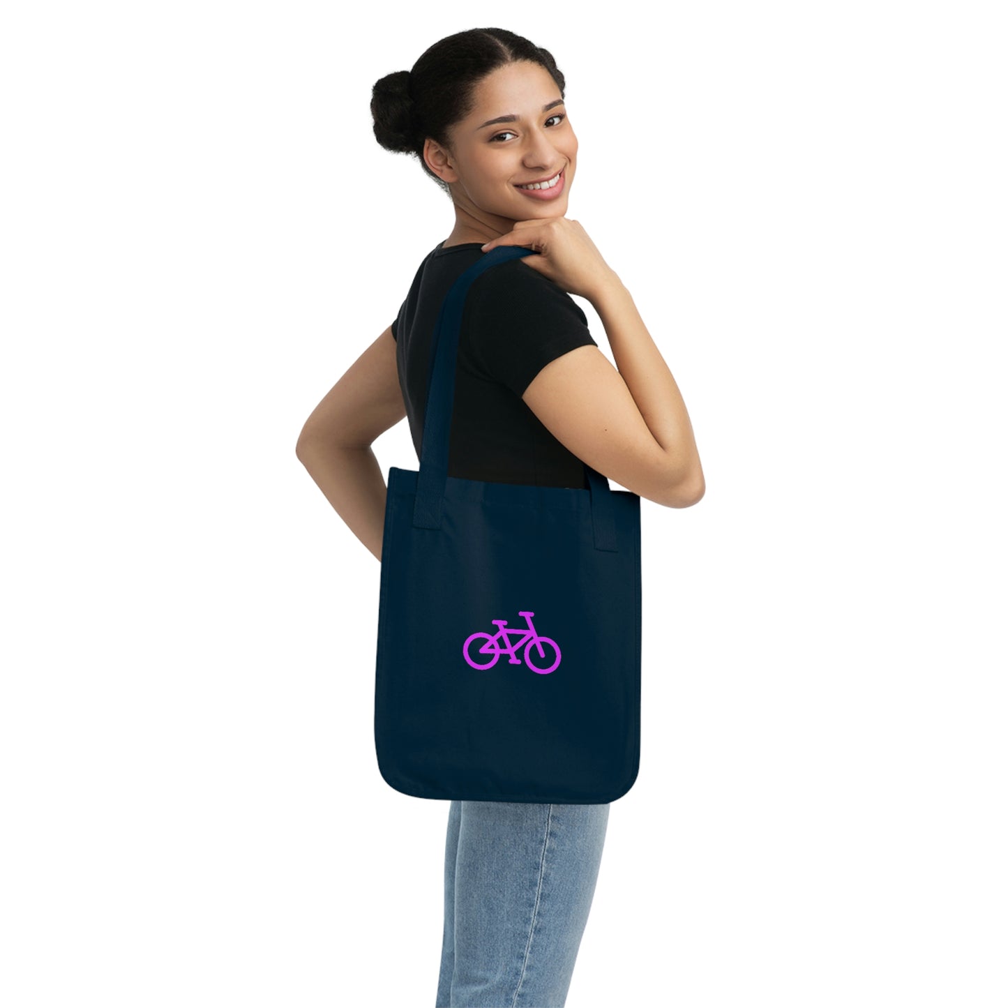 Organic Canvas Tote Bag - Pink Bike