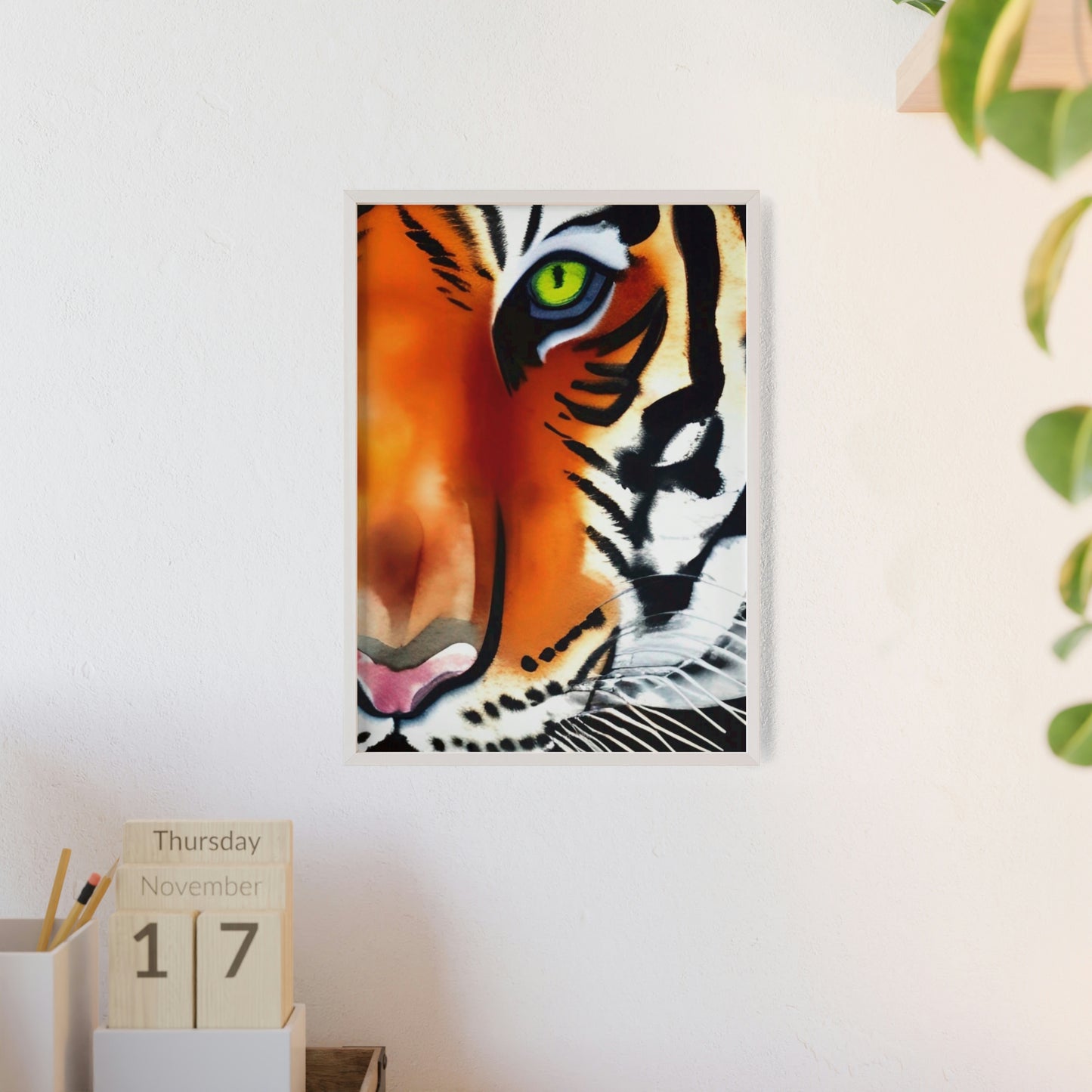 TIGER Poster with Wooden Frame