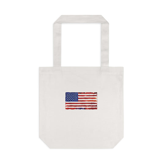 American Flag Watercolor Cotton Tote Bag