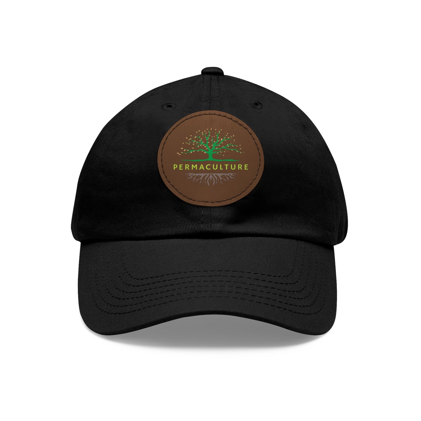Permaculture, Dad Hat with Round Leather Patch