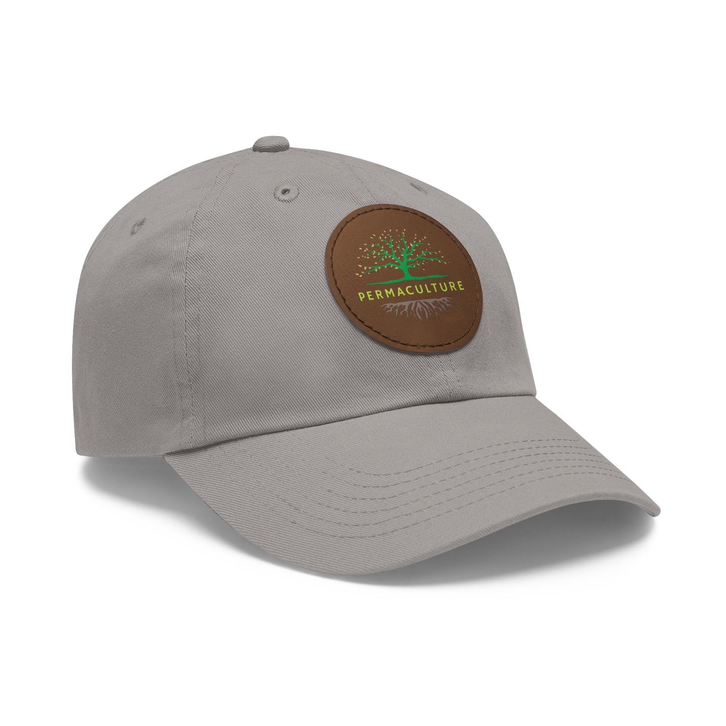 Permaculture, Dad Hat with Round Leather Patch