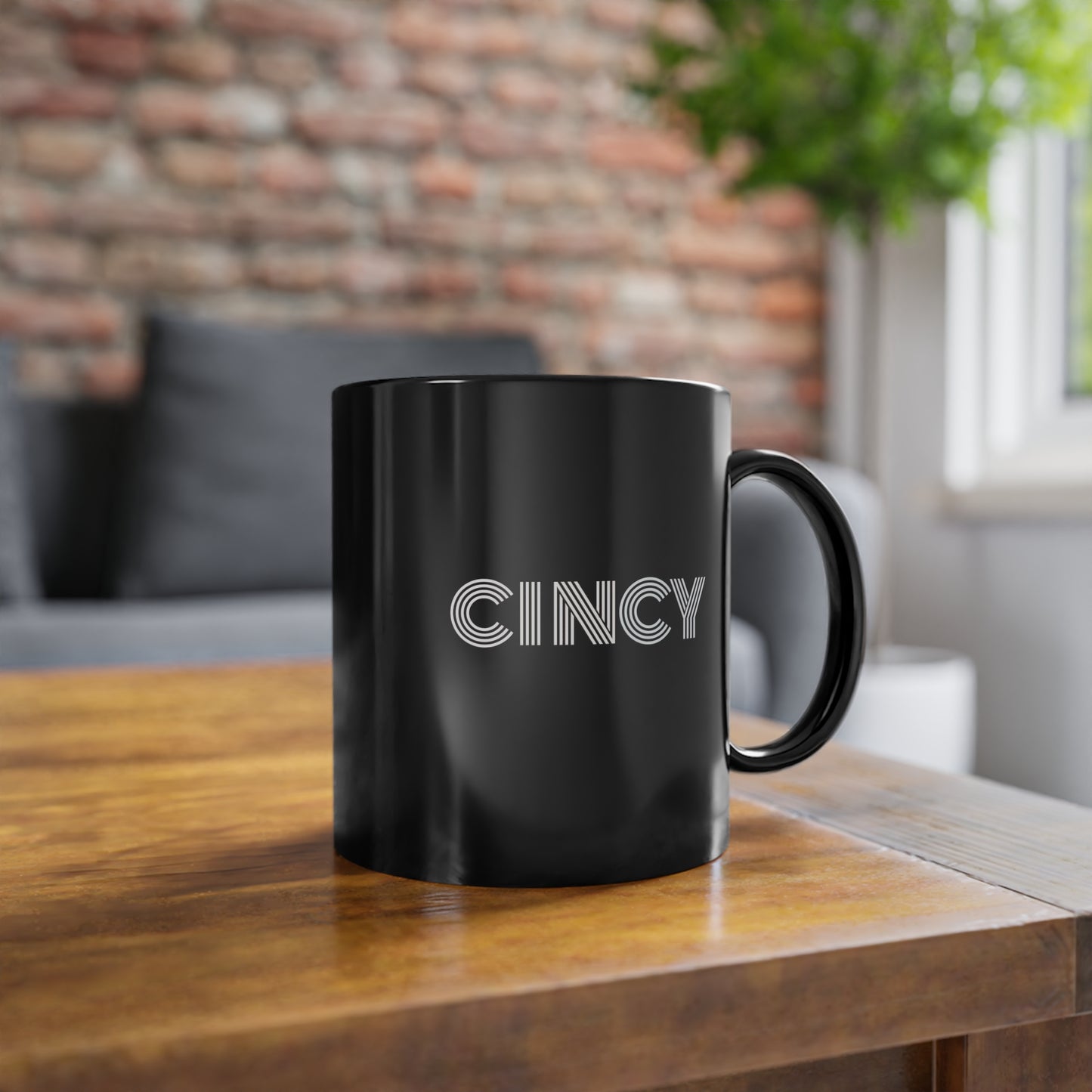 CINCY, CITY MUG, Black Coffee Cup, 11oz