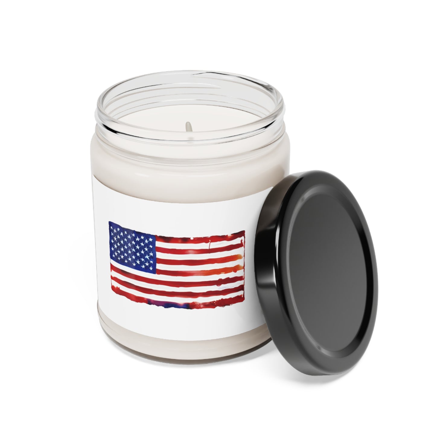 American Flag Watercolor, Scented Soy Candle, 9oz