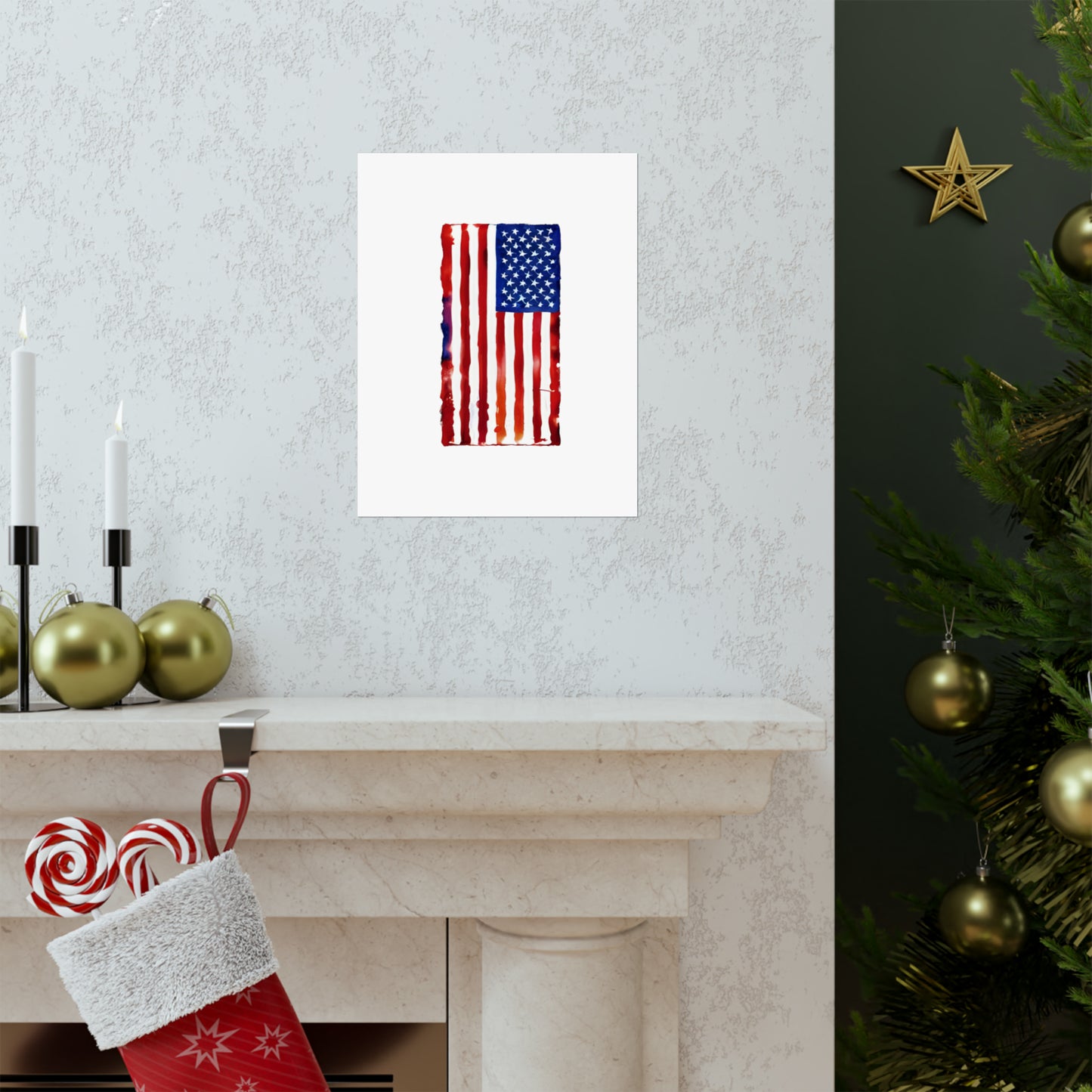 American Flag Watercolor, Premium Matte Vertical Posters