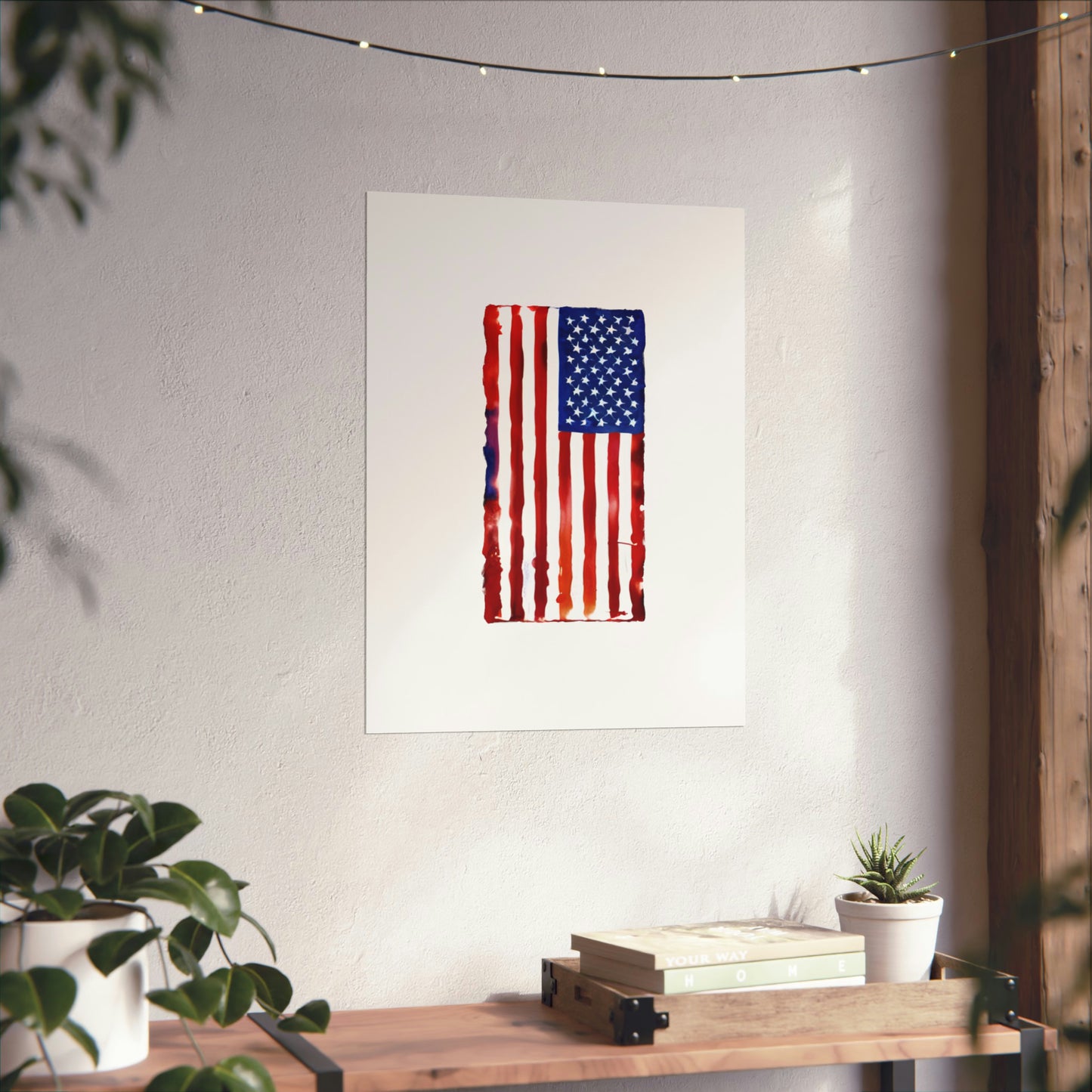 American Flag Watercolor, Premium Matte Vertical Posters