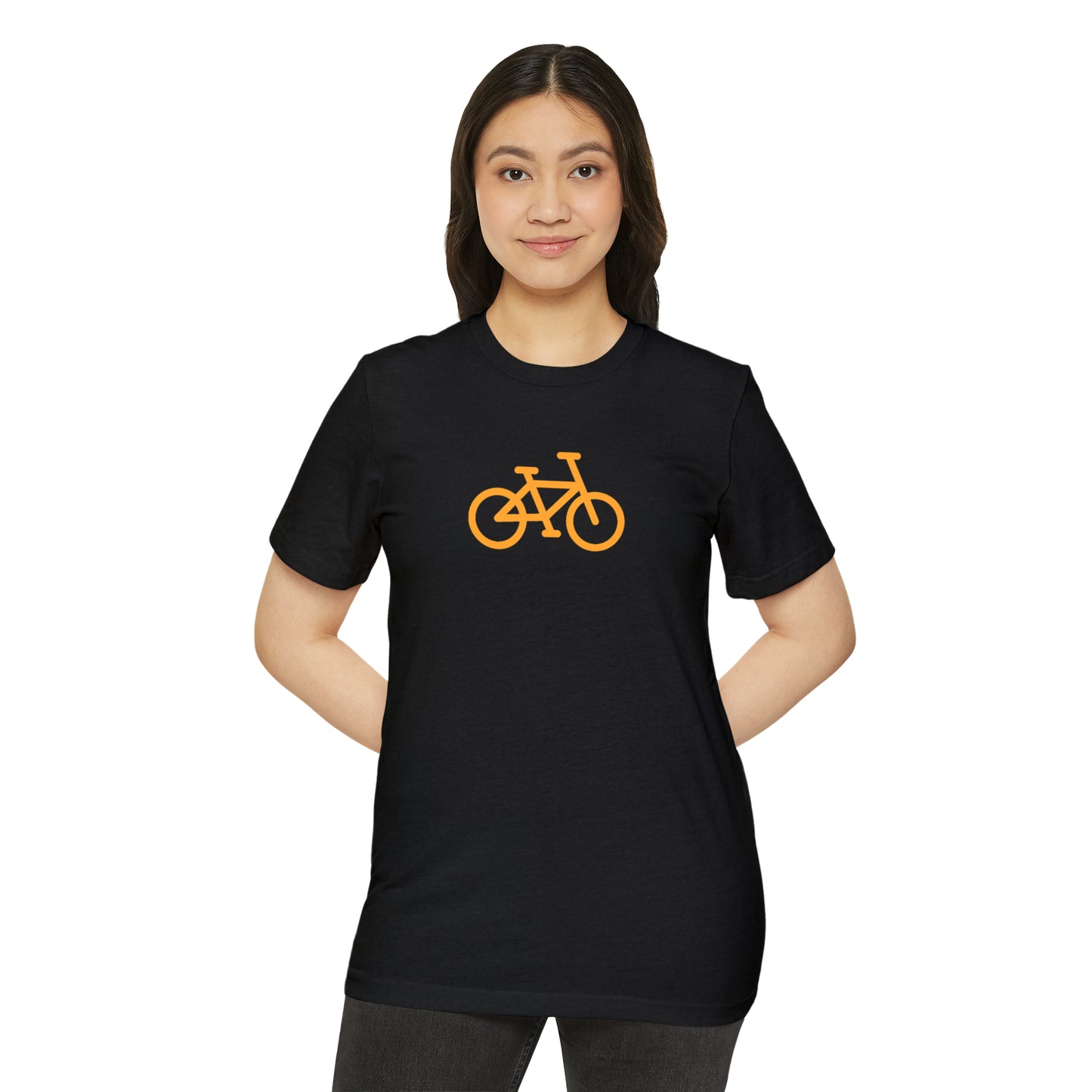 BIKE, Unisex Recycled Organic T-Shirt, Orange Print