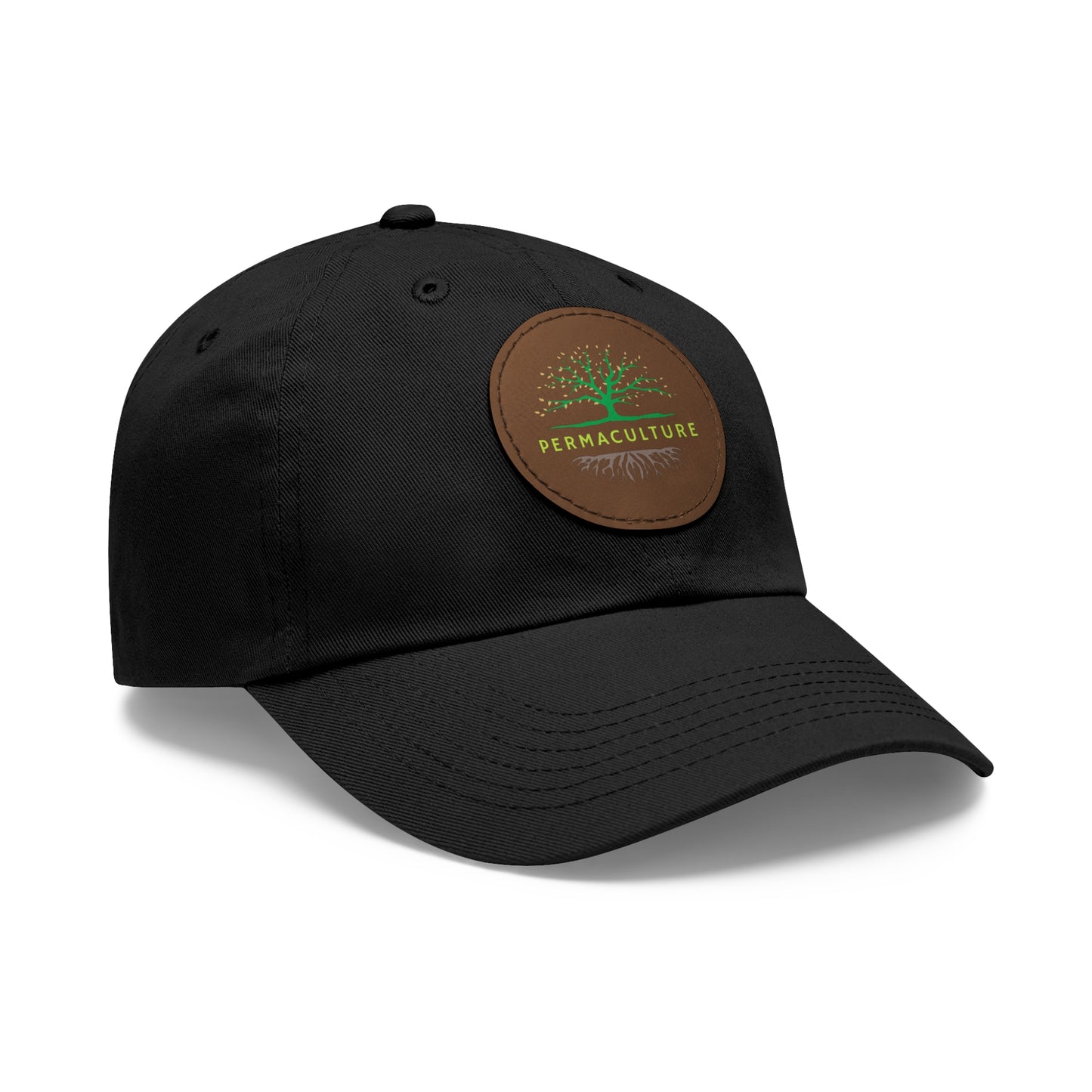 Permaculture, Dad Hat with Round Leather Patch