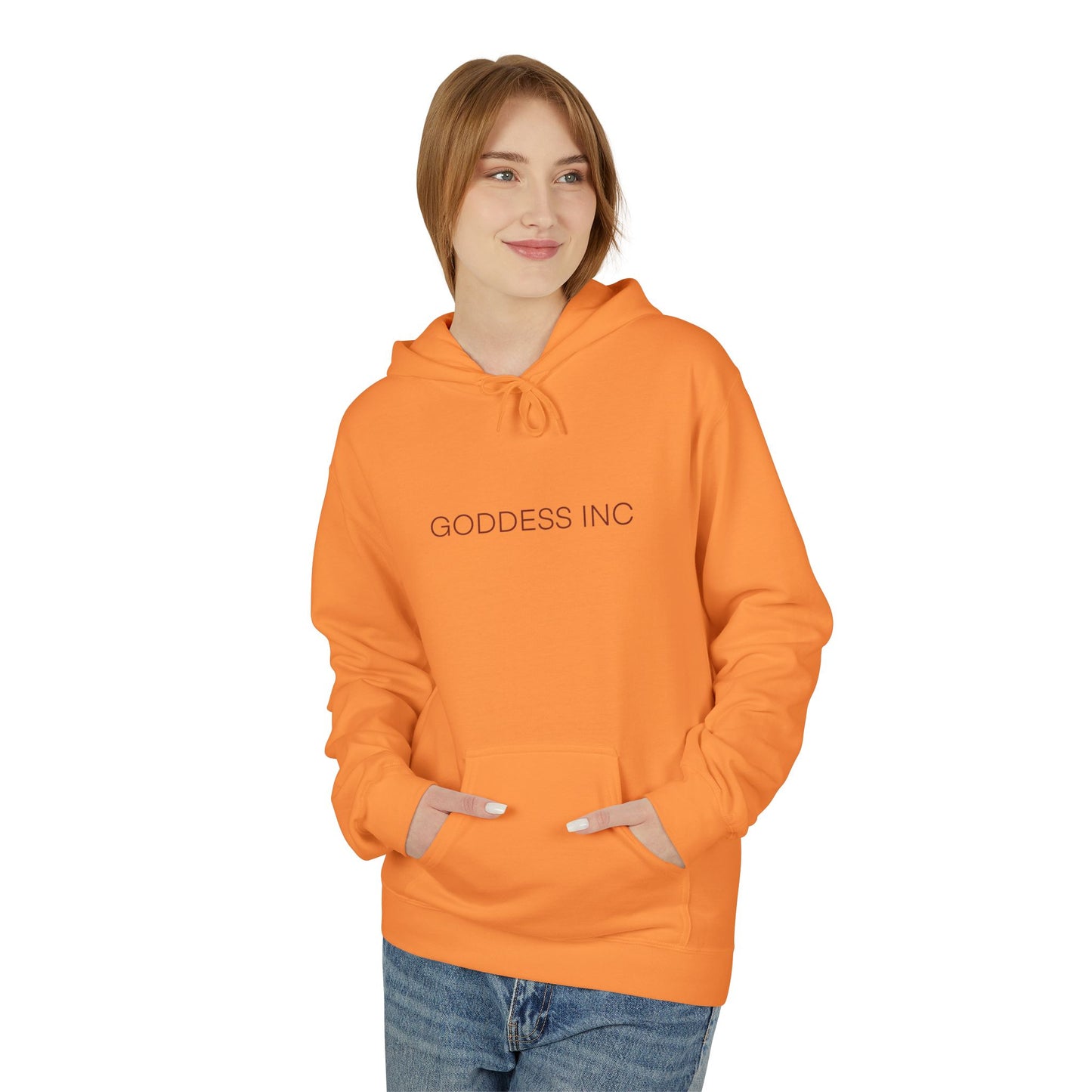 GODDESS INC, Midweight Softstyle Fleece Hoodie, Red Lettering
