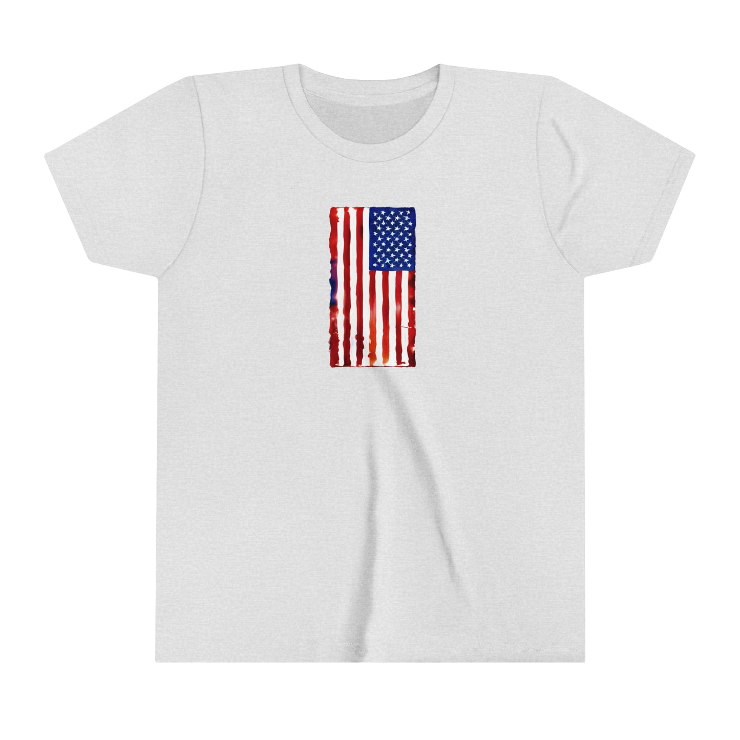 American Flag Watercolor Youth Short Sleeve Tee