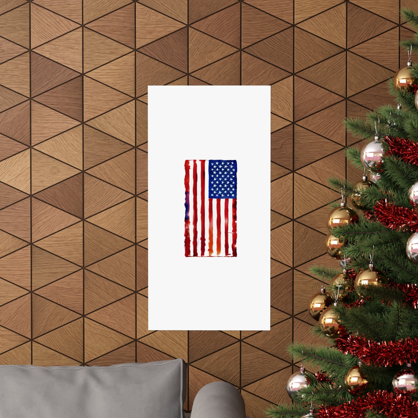 American Flag Watercolor, Premium Matte Vertical Posters