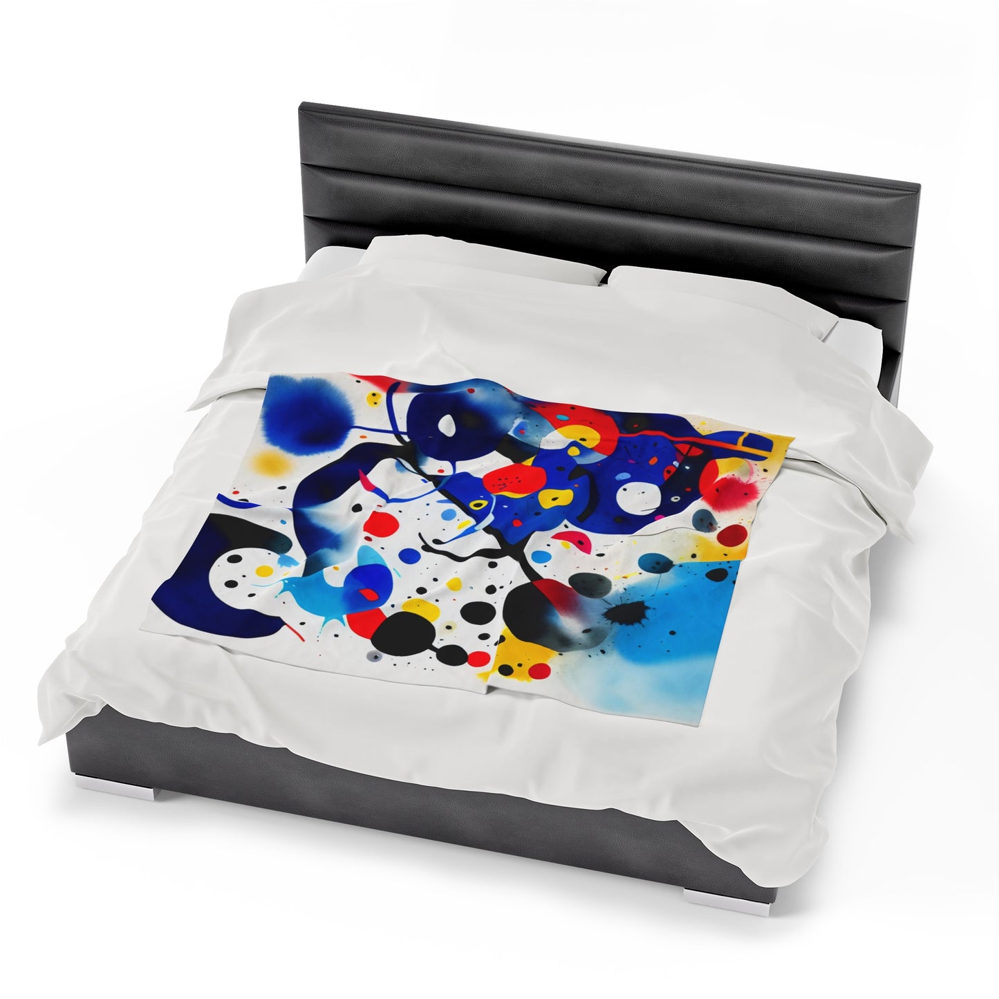 Abstract Velveteen Plush Blanket, Inspired by Miro