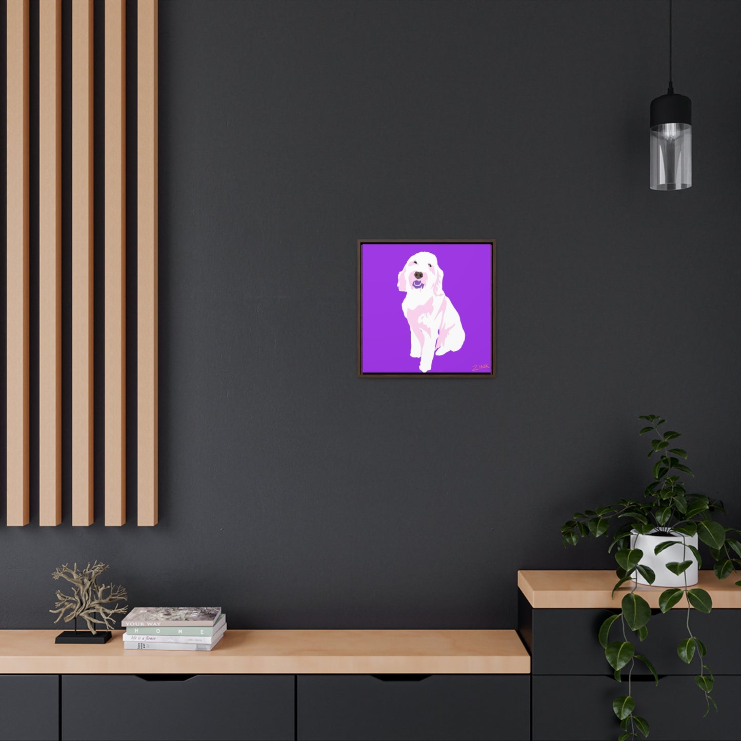 Dog Art, Square Framed Premium Gallery Wrap Canvas