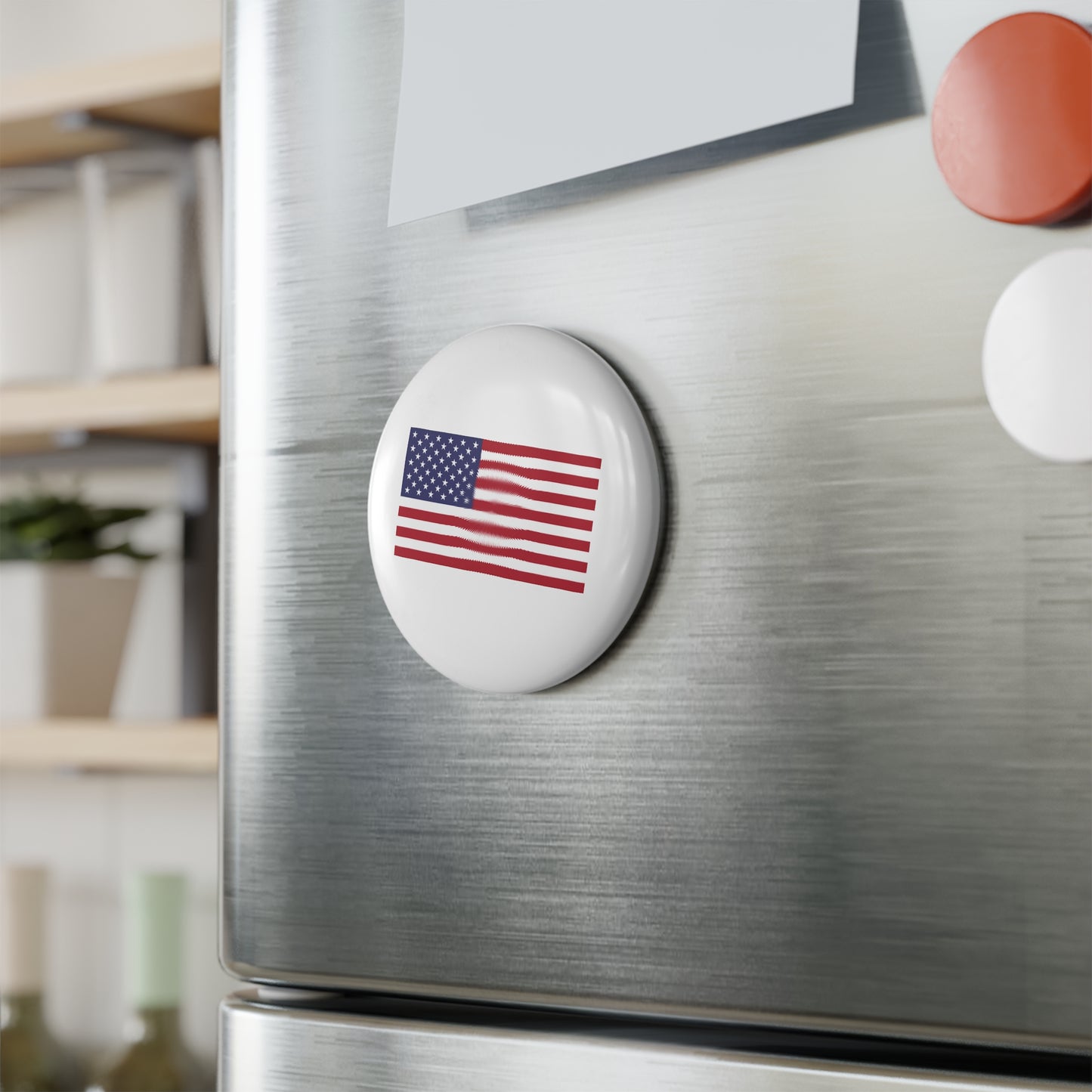 American Flag Button Magnet, Round (1 & 10 pcs)