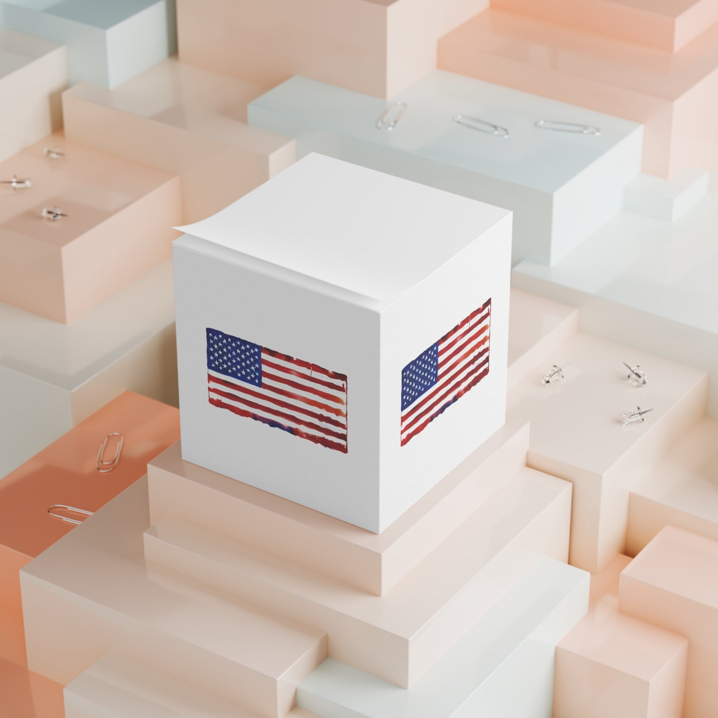 American Flag Watercolor Note Cube