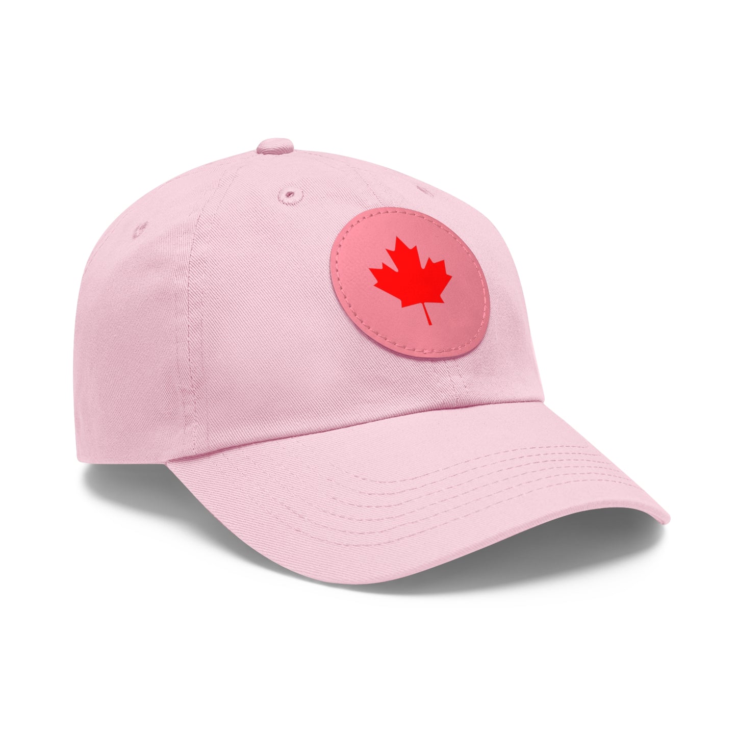 Dad Hat with Leather Patch (Round) with Canadian Maple Leaf