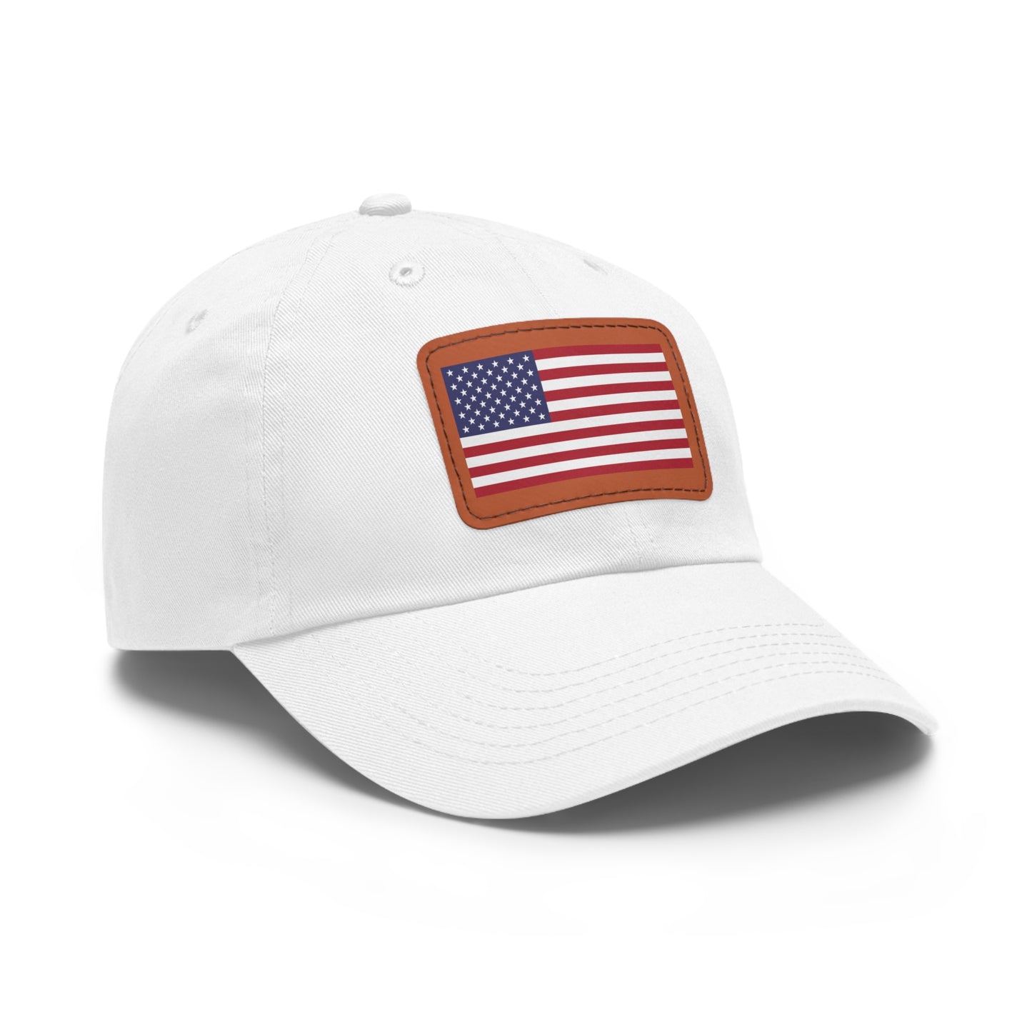 American Flag, Dad Hat with Leather Patch