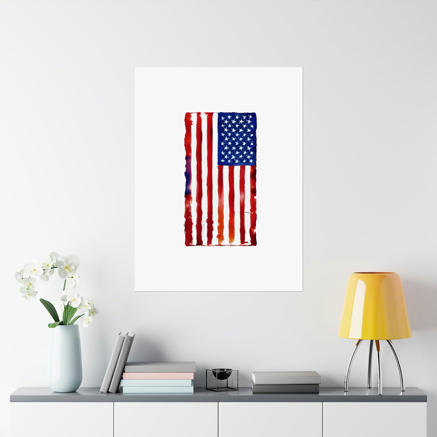 American Flag Watercolor, Premium Matte Vertical Posters