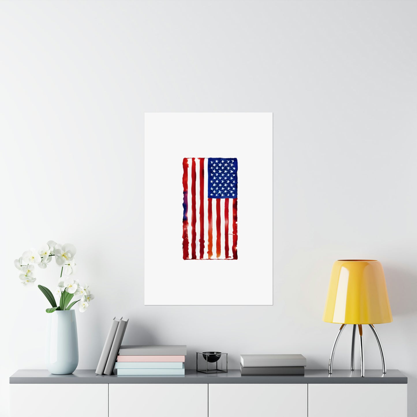 American Flag Watercolor, Premium Matte Vertical Posters