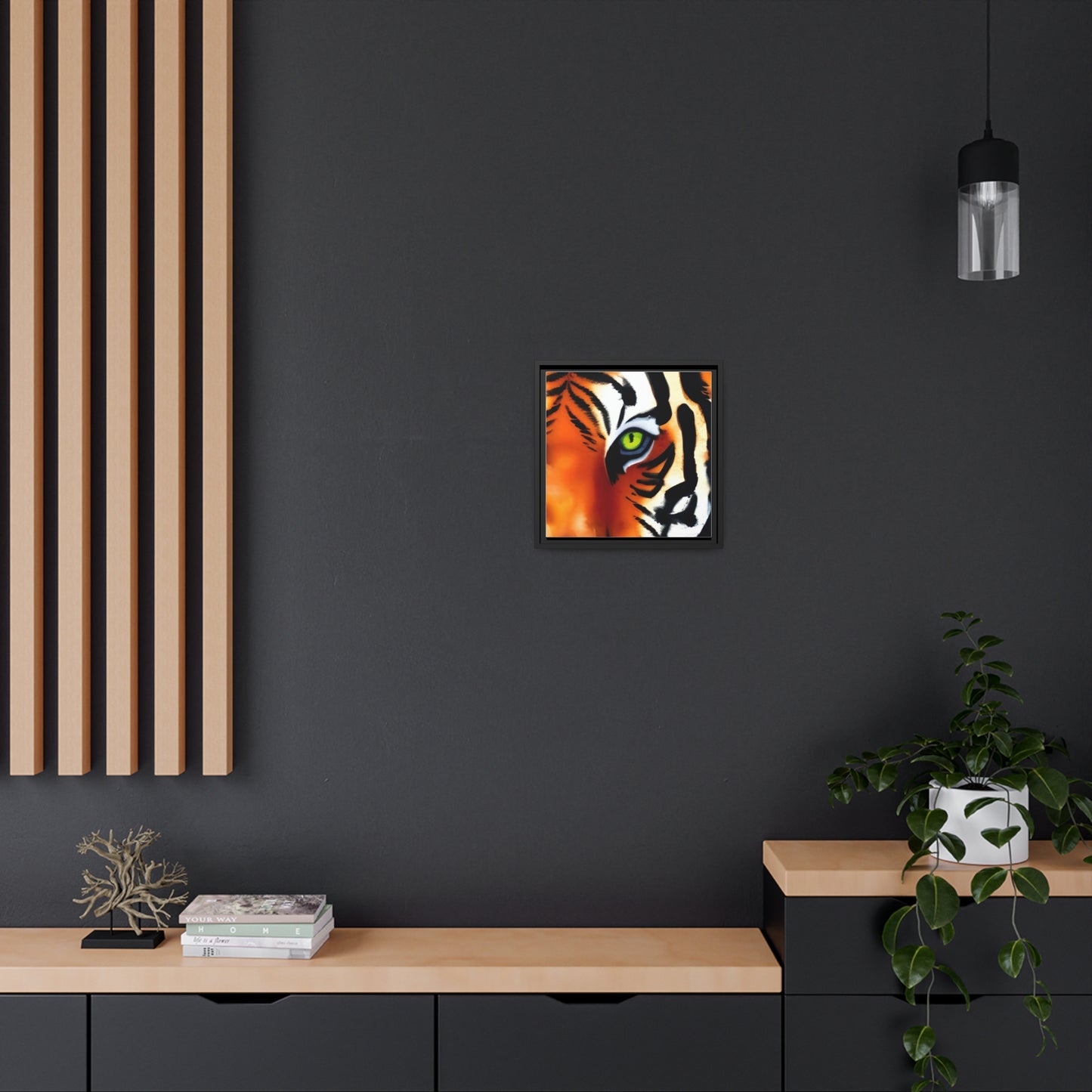 TIGER, Matte Canvas, Black Frame