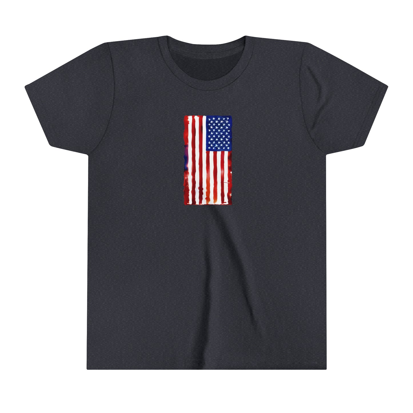 American Flag Watercolor Youth Short Sleeve Tee