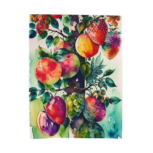 Fruit Garden watercolor, Velveteen Plush Blanket