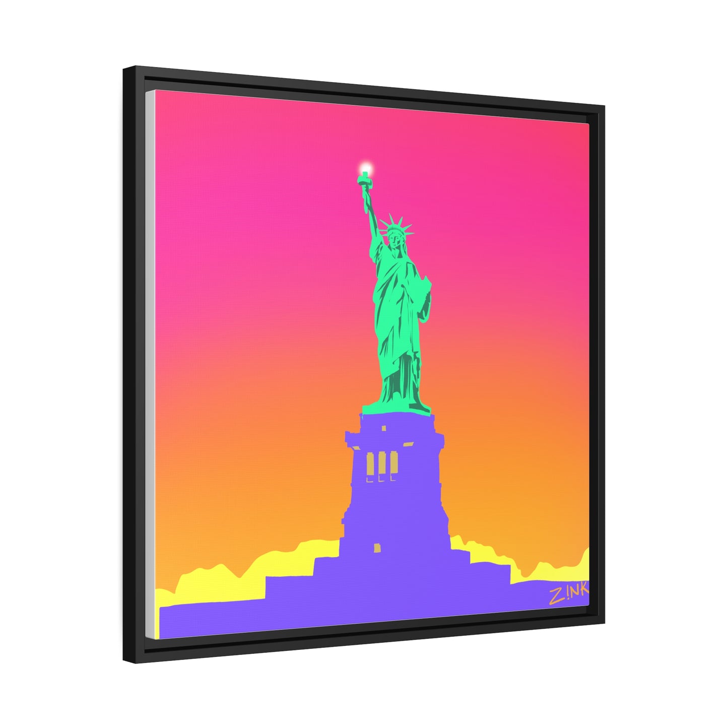 Statue of Liberty Pop Art, Matte Canvas, Black Frame