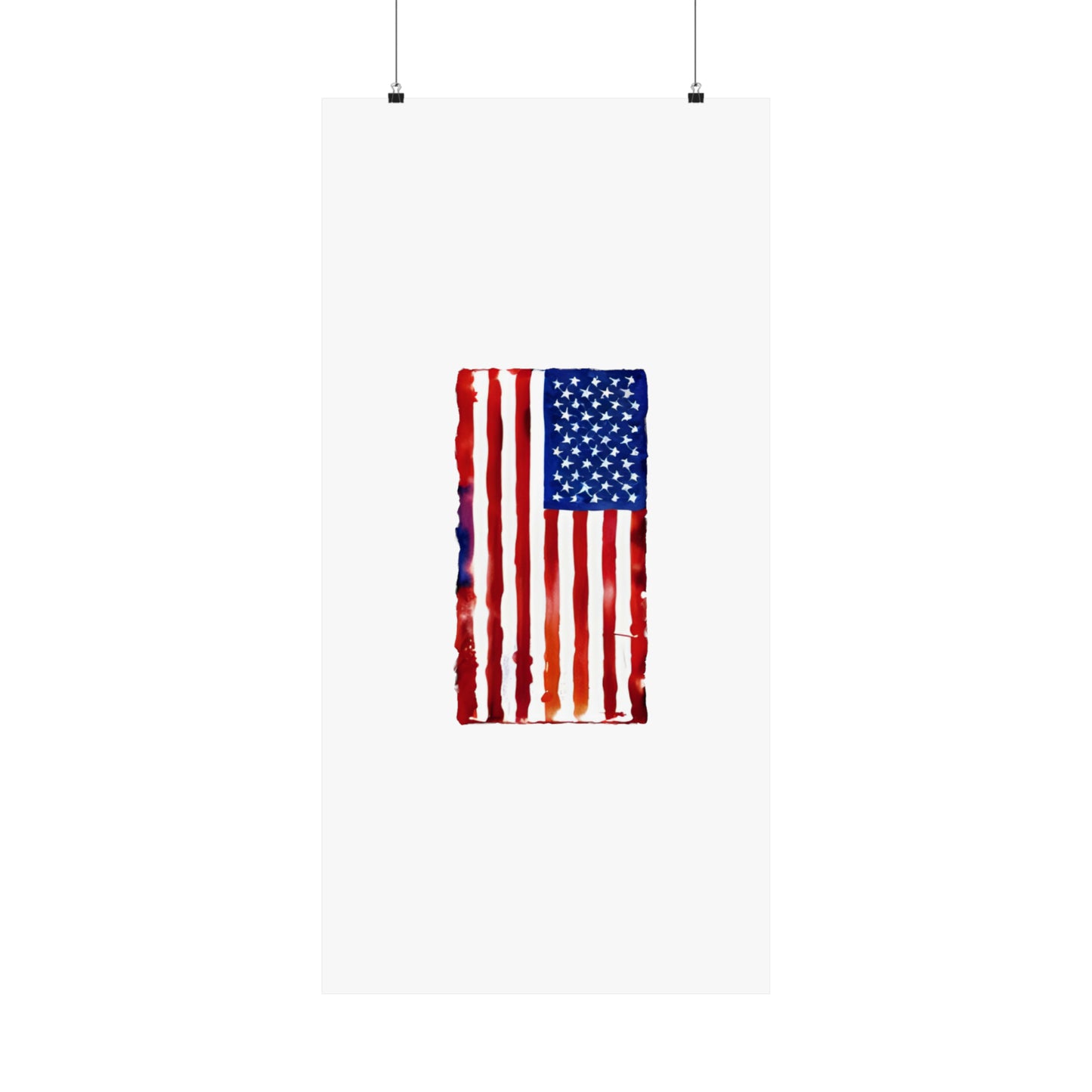 American Flag Watercolor, Premium Matte Vertical Posters