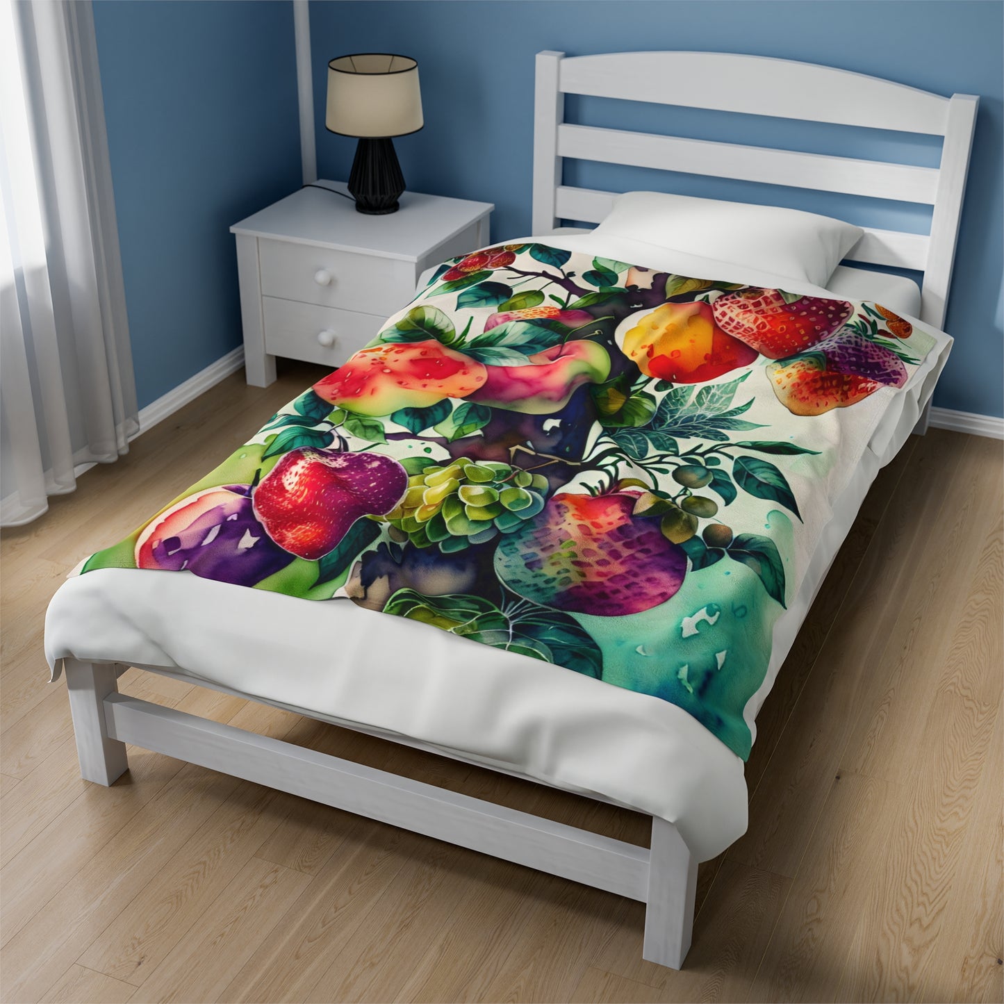 Fruit Garden watercolor, Velveteen Plush Blanket
