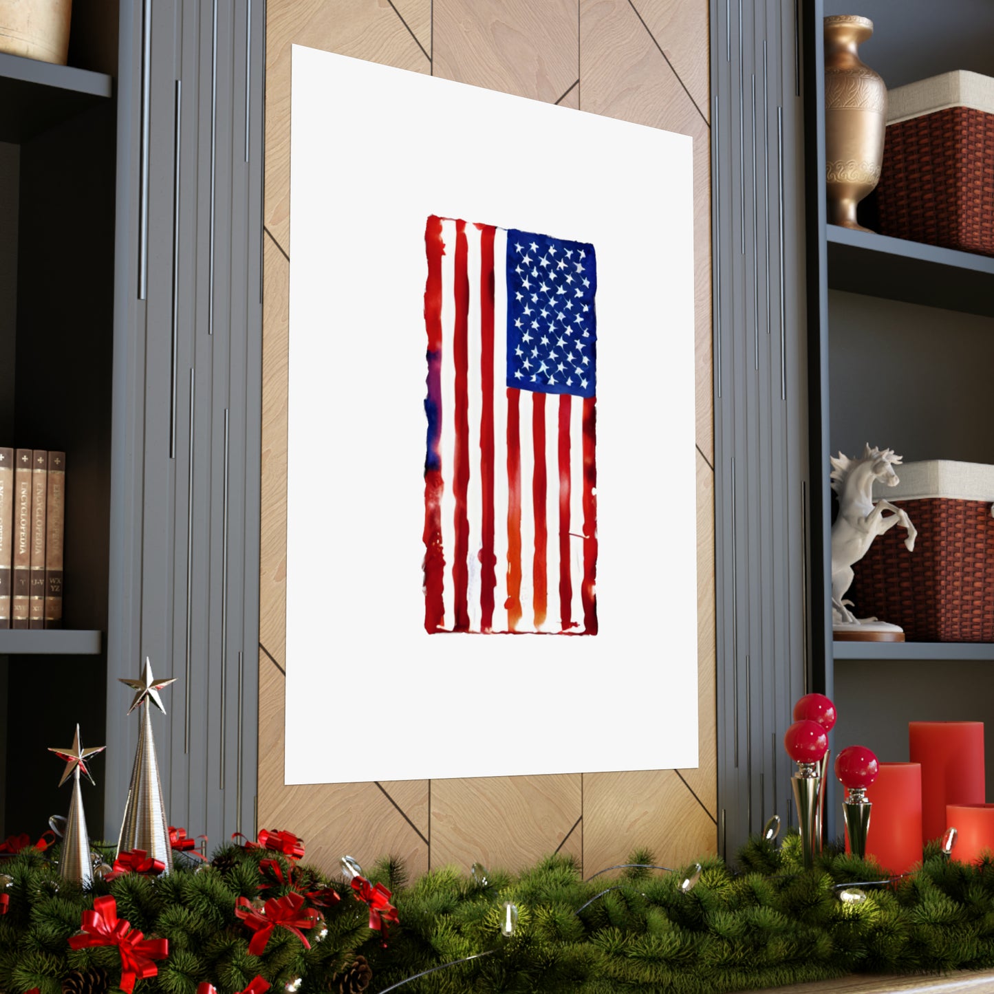 American Flag Watercolor, Premium Matte Vertical Posters