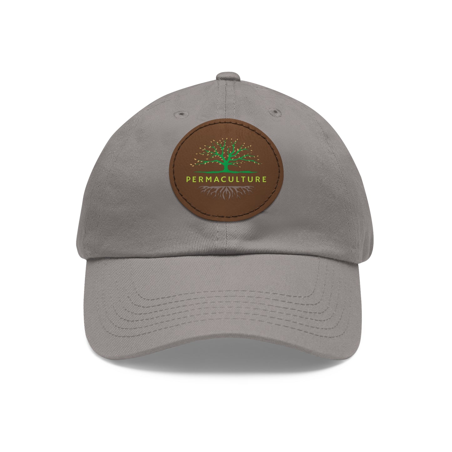Permaculture, Dad Hat with Round Leather Patch