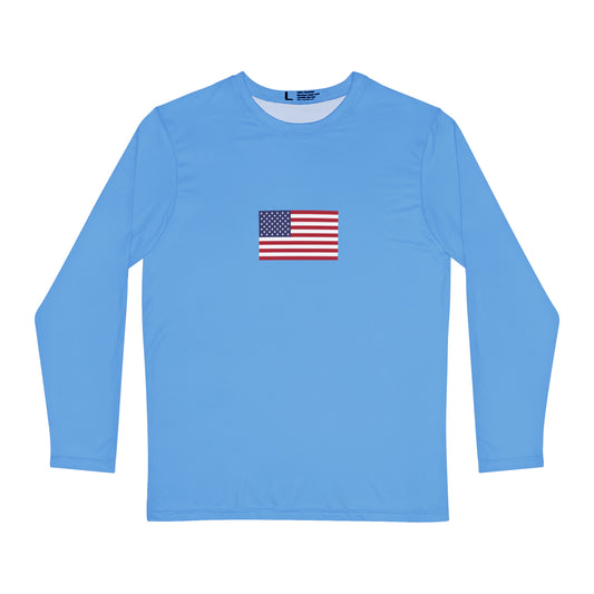 American Flag, Men's Long Sleeve Shirt, Light Blue