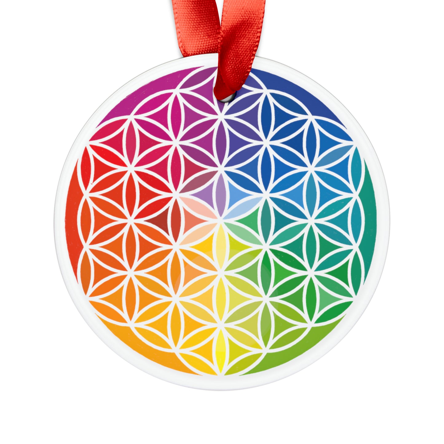Flower of Life, Sacred Geometry, Acrylic Ornament with Ribbon