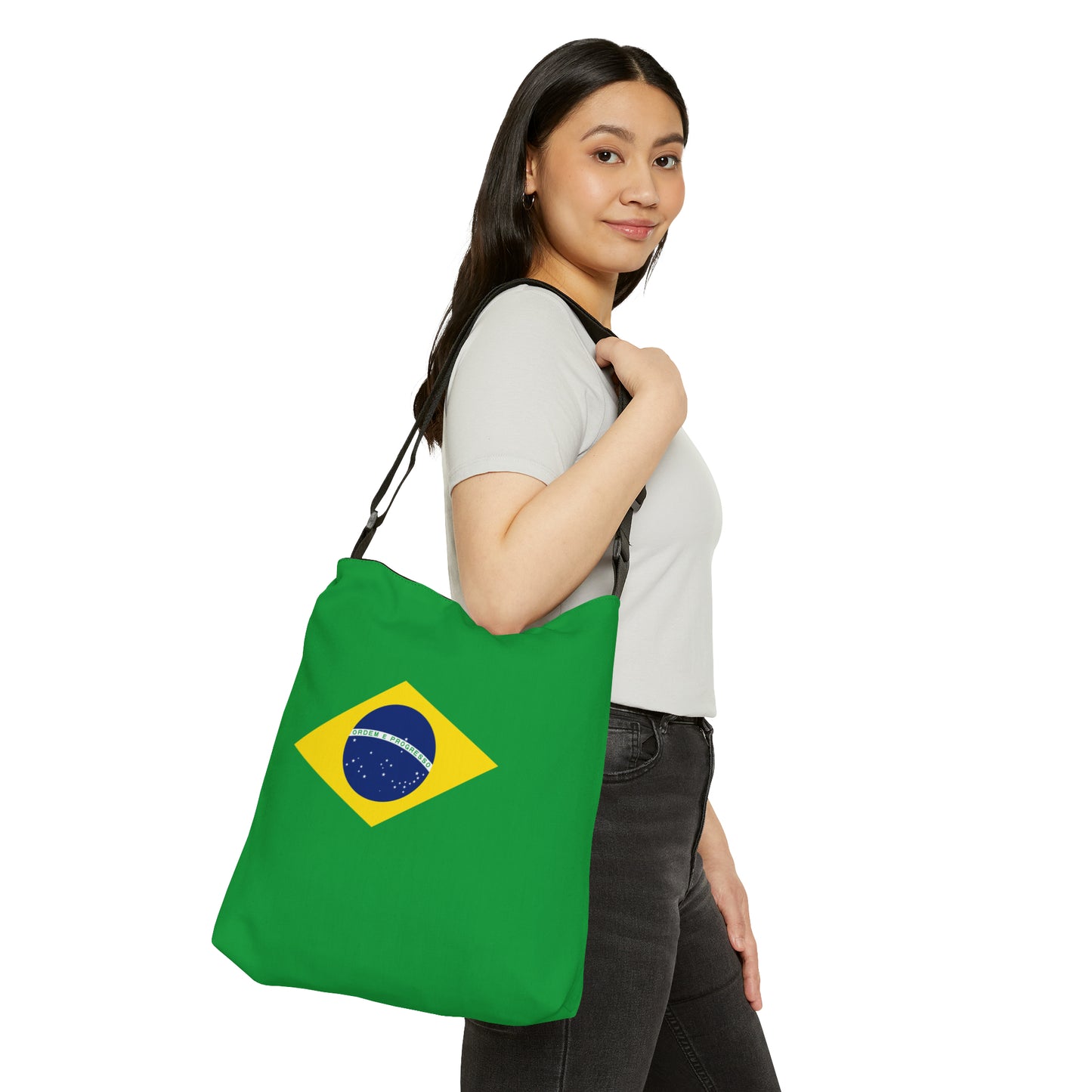 Brazilian Flag, Adjustable Tote Bag