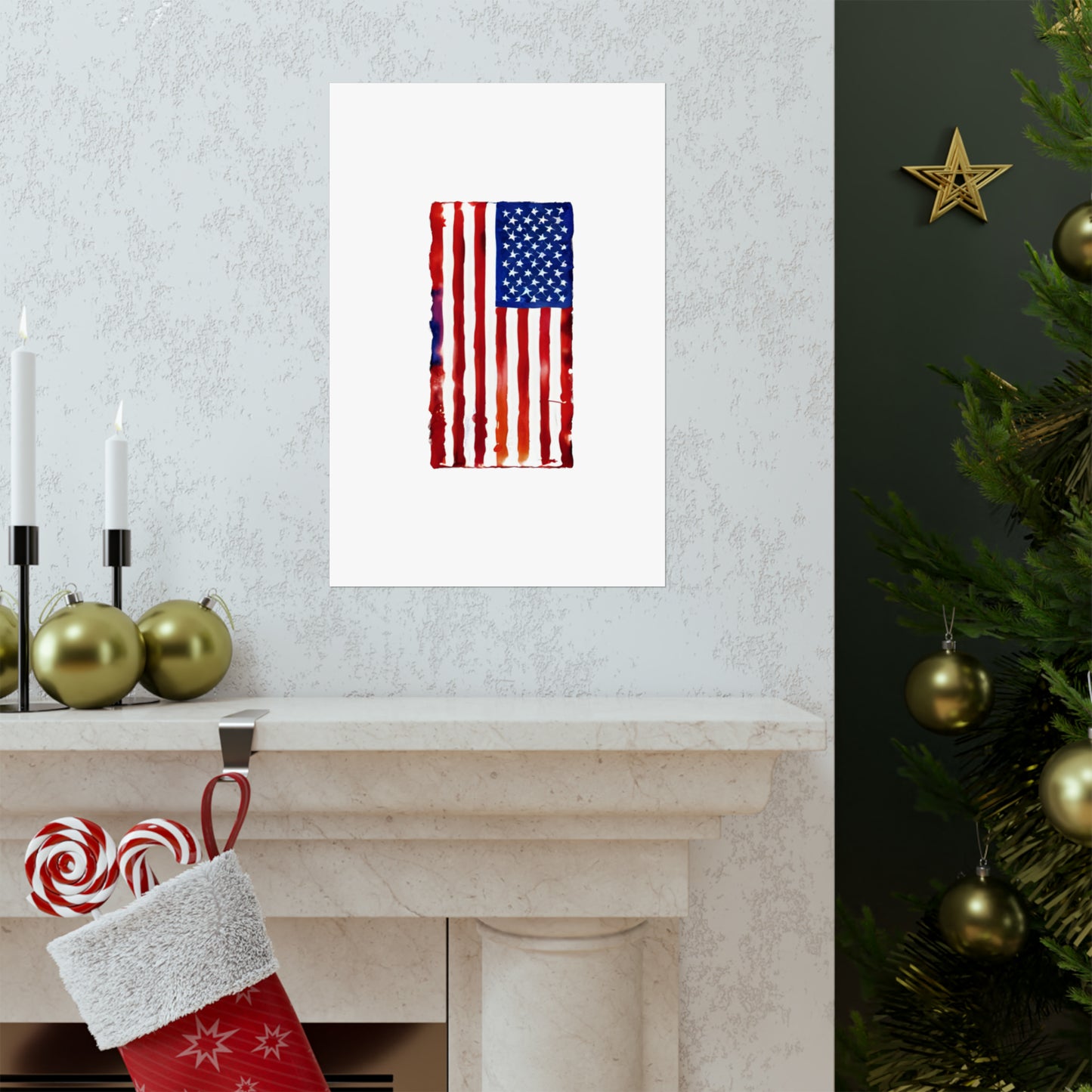 American Flag Watercolor, Premium Matte Vertical Posters