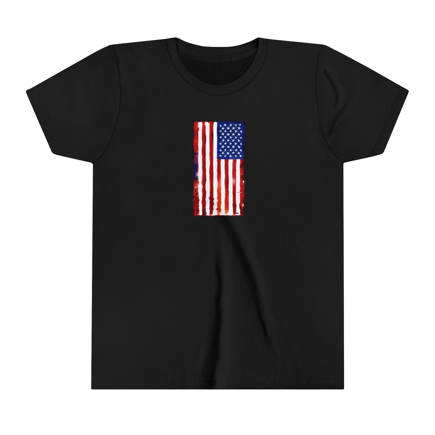 American Flag Watercolor Youth Short Sleeve Tee