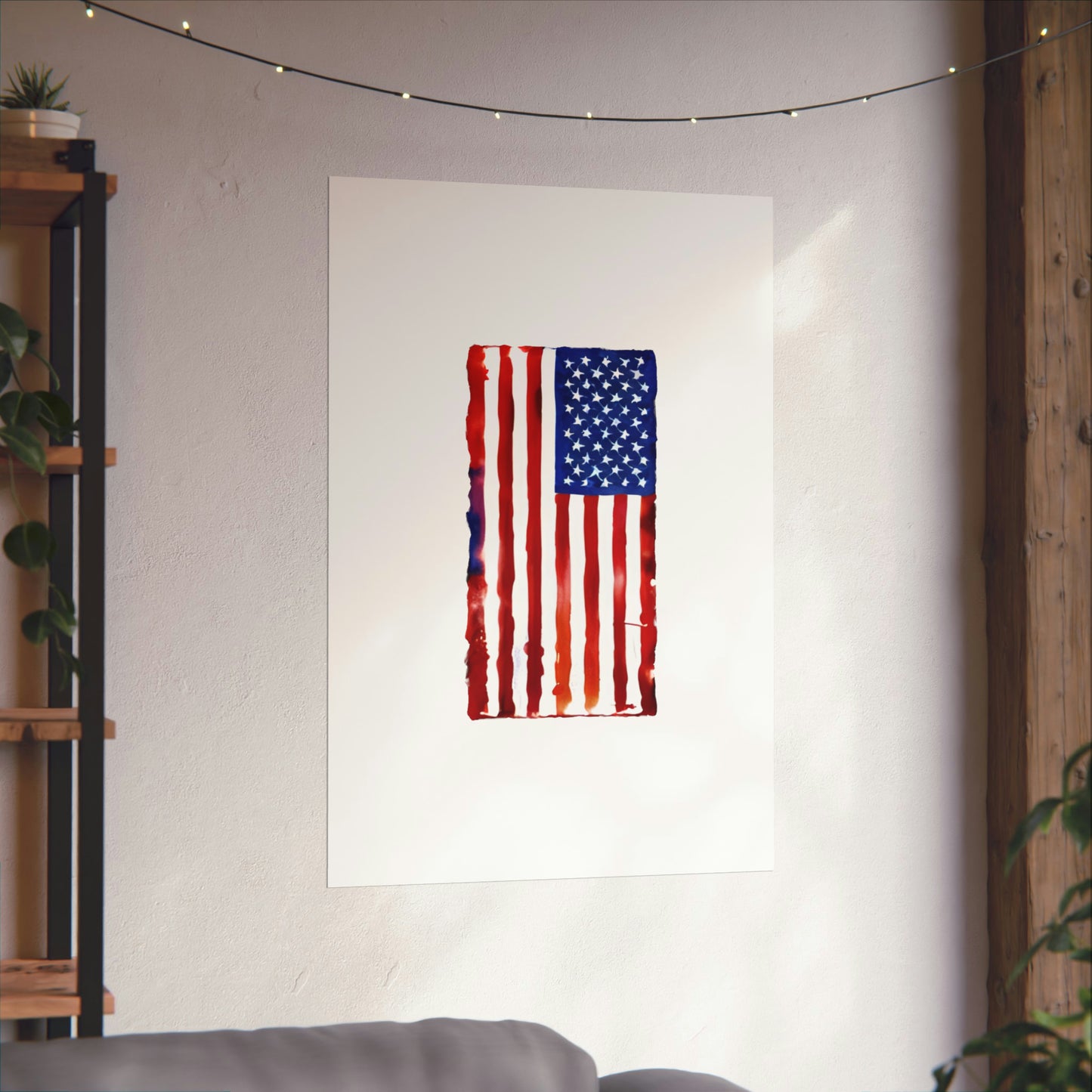 American Flag Watercolor, Premium Matte Vertical Posters