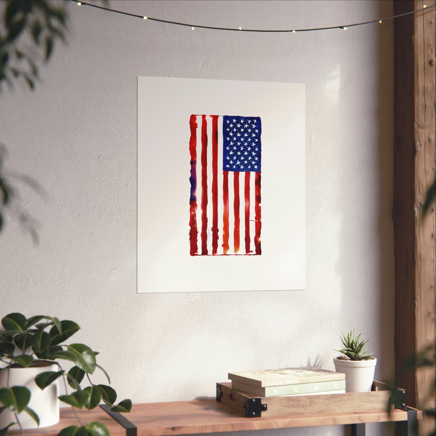 American Flag Watercolor, Premium Matte Vertical Posters