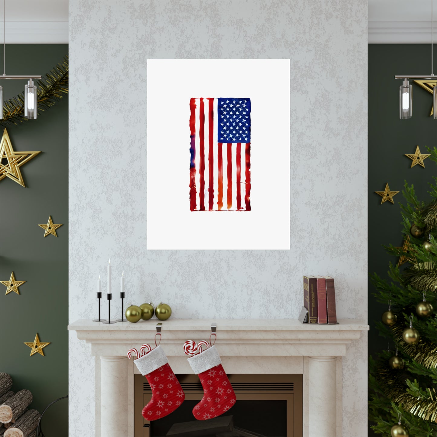 American Flag Watercolor, Premium Matte Vertical Posters