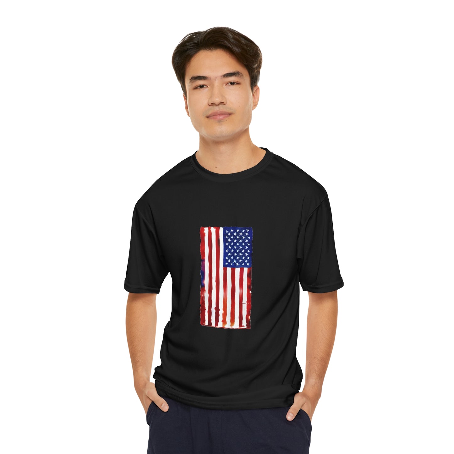 American Flag Watercolor, Men's Performance T-Shirt